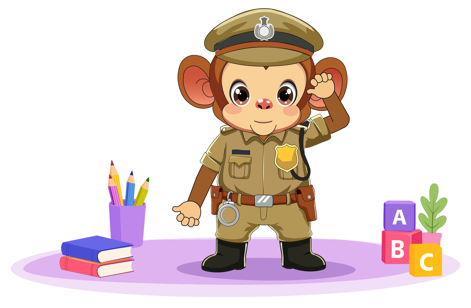Police Monkey character saluting